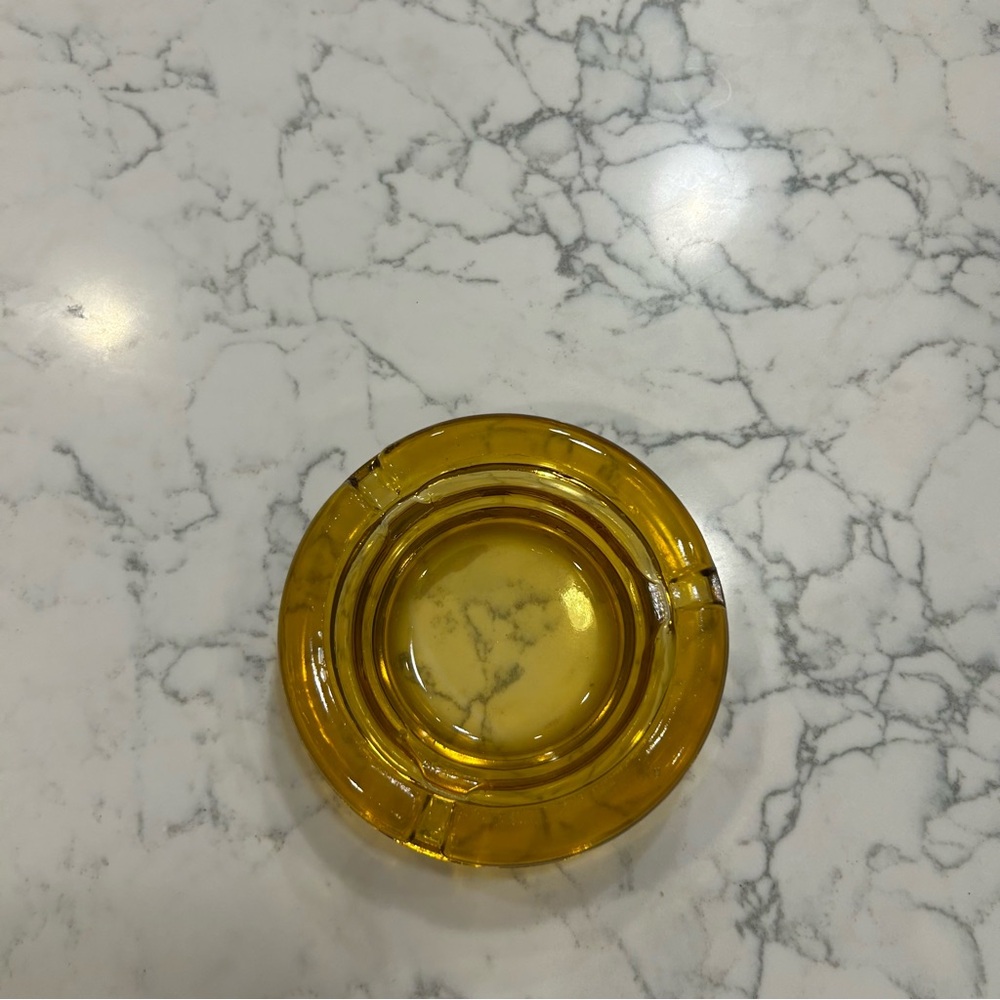 Vintage Amber Glass Ashtray - Picture 2 of 4